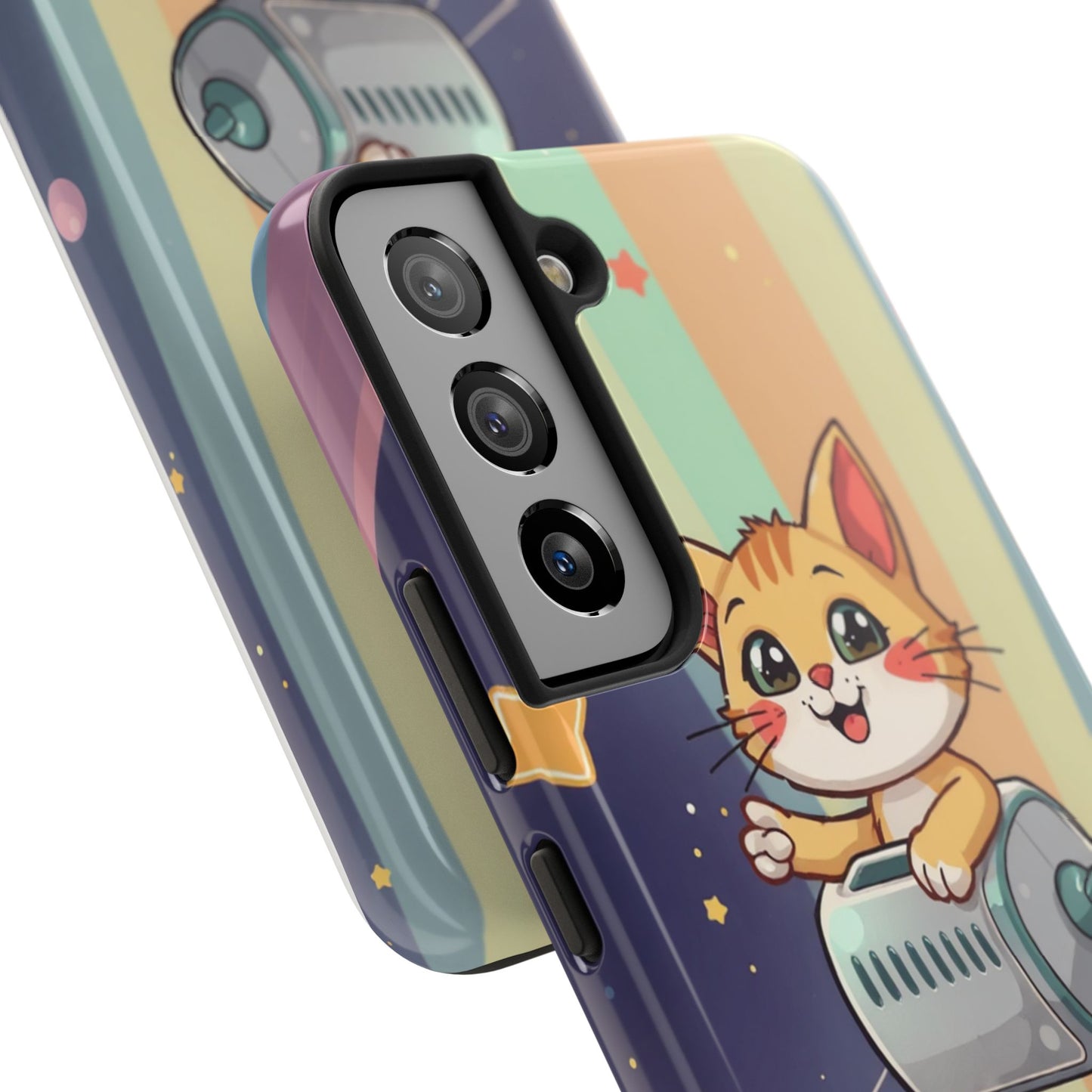 Cute Cat Rocket Phone Case - Vibrant and Playful Tough Case