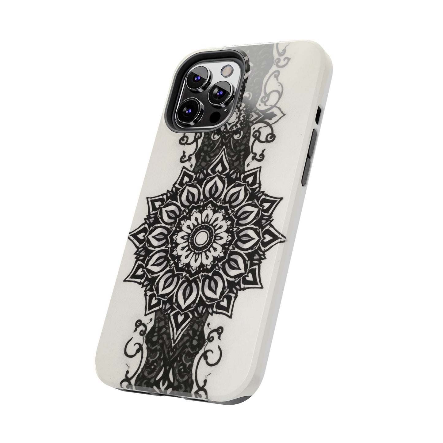 Stylish Tough Phone Cases with Dark Mandala Design - Durable and Unique Protection - for iPhone