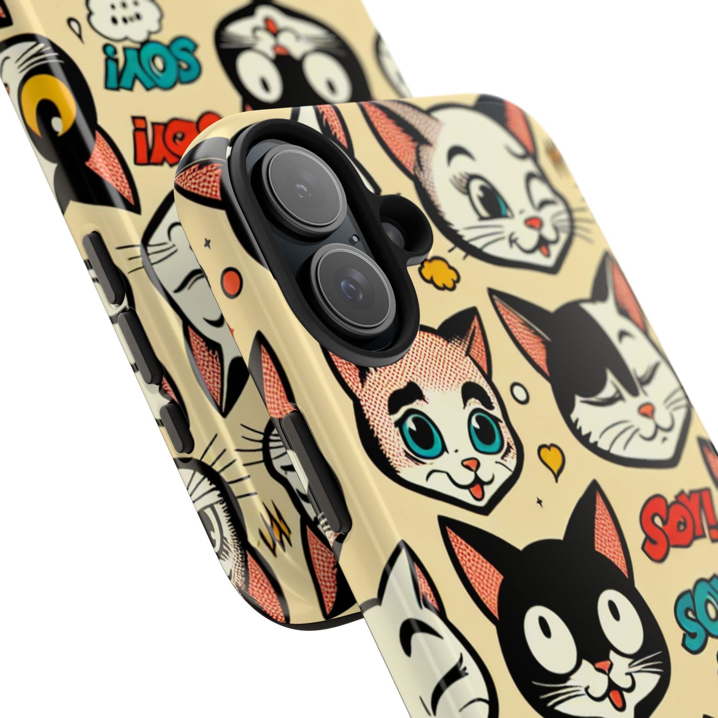 Playful Cat-Themed Tough Phone Case - Pet Pattern - for iPhone