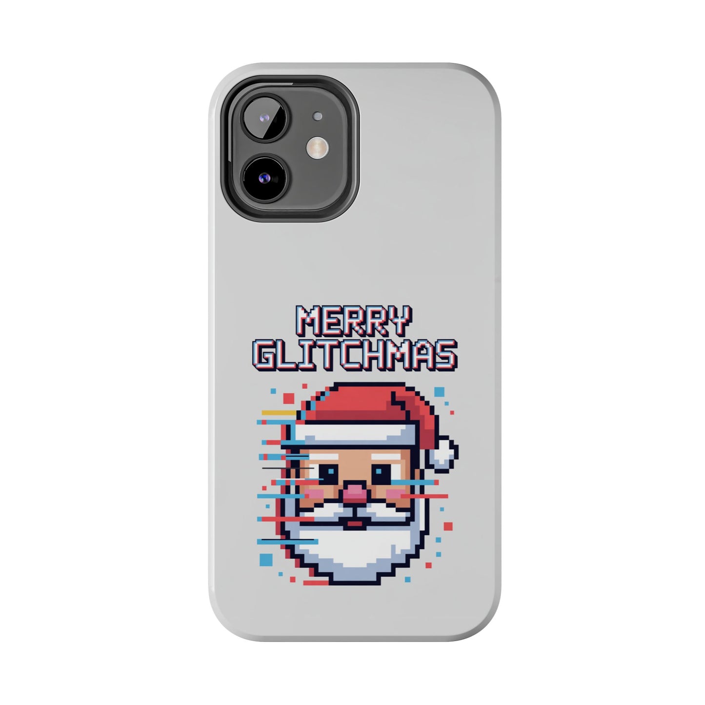 Merry Glitchmas Phone Case - Christmas Pixel Art Design for iPhone