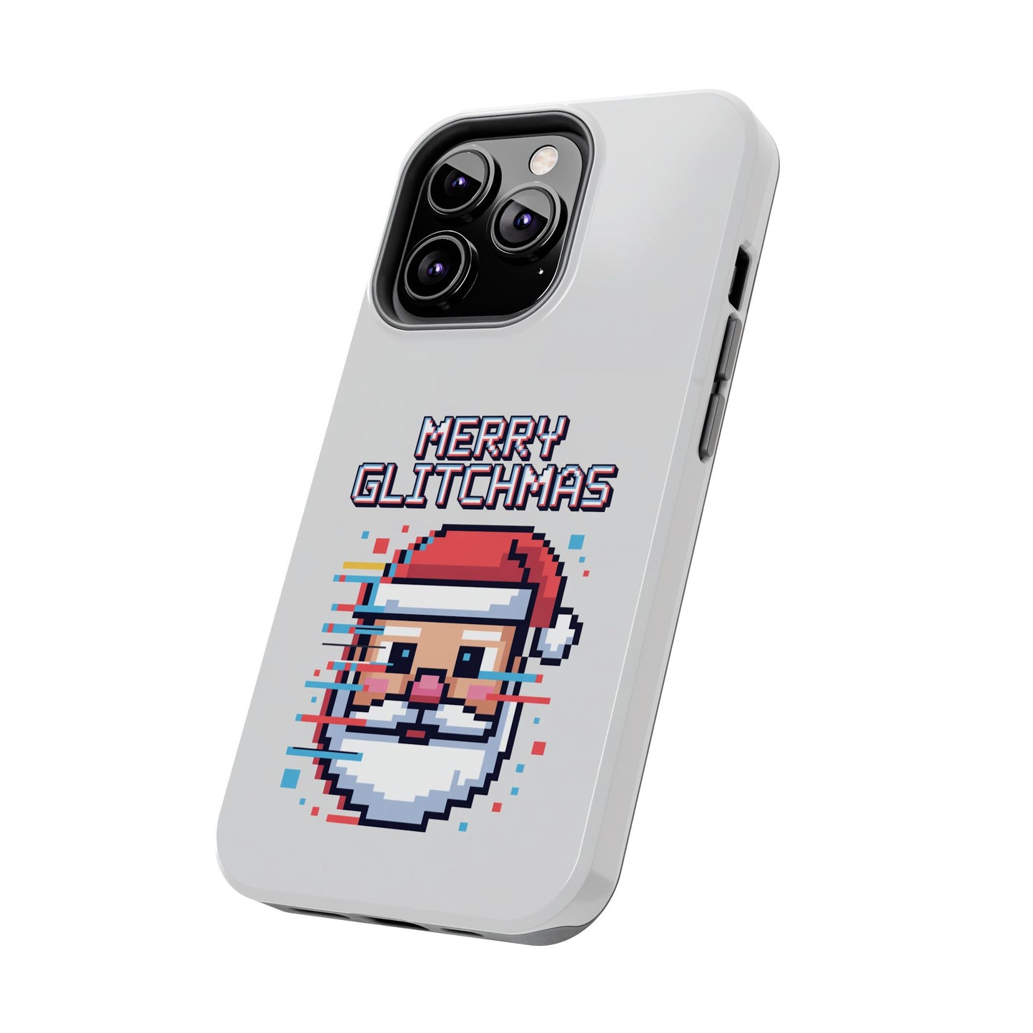 Merry Glitchmas Phone Case - Christmas Pixel Art Design for iPhone