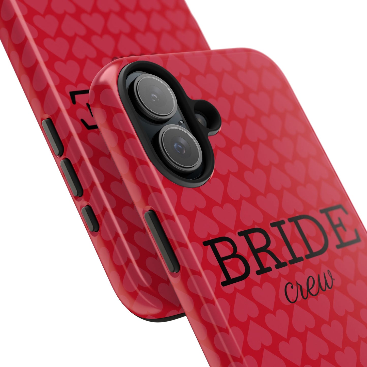Bride Crew Tough Phone Case – Stylish Red Heart Design for Wedding Parties - for iPhone