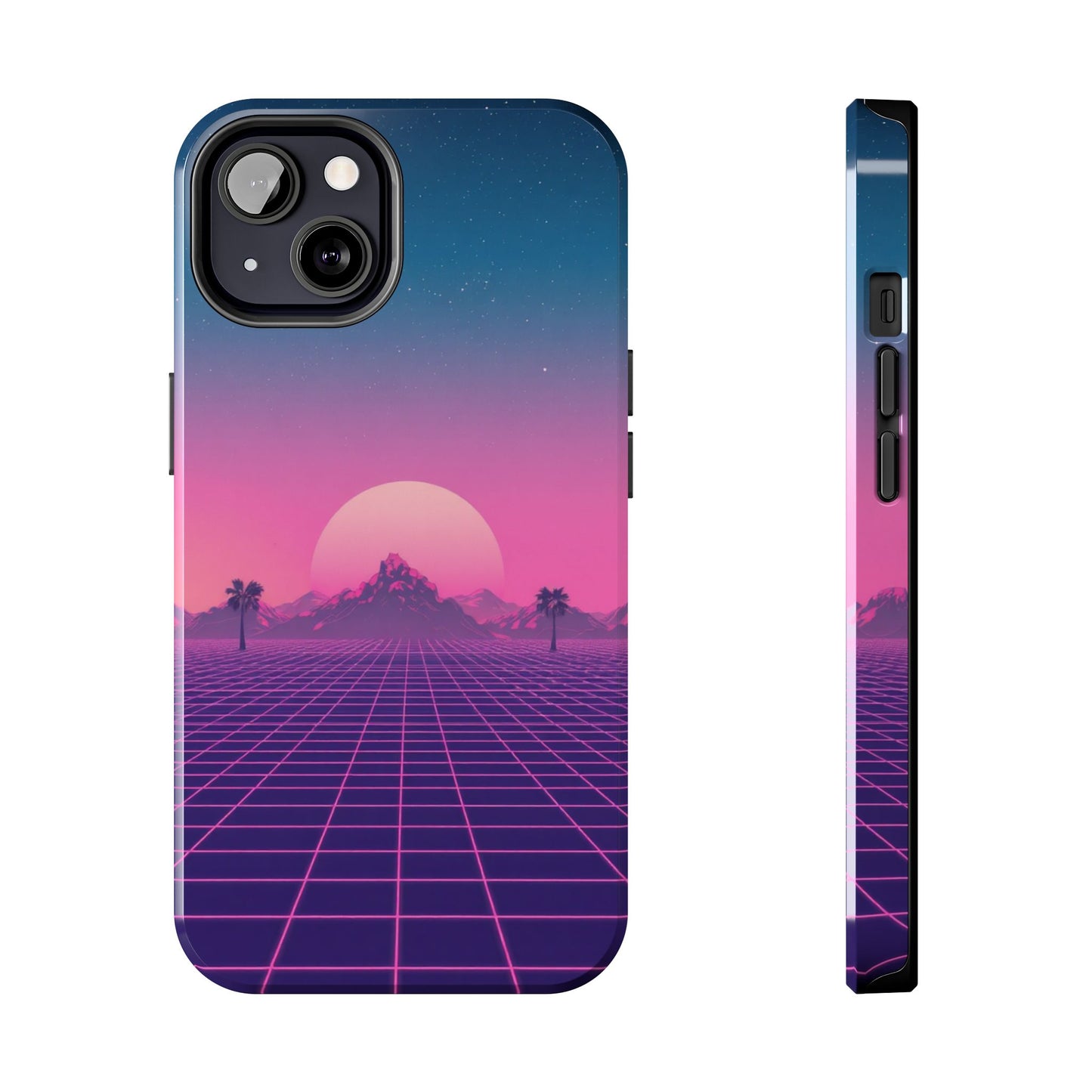 Retro Aesthetic Tough Phone Case - Vibrant Sunset Design