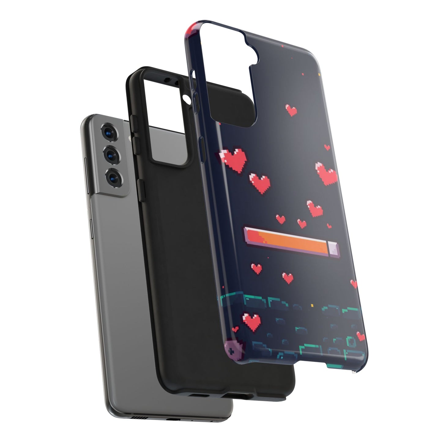 Pixel Heart Tough Phone Case - Retro Gamer Style for Valentine's Day
