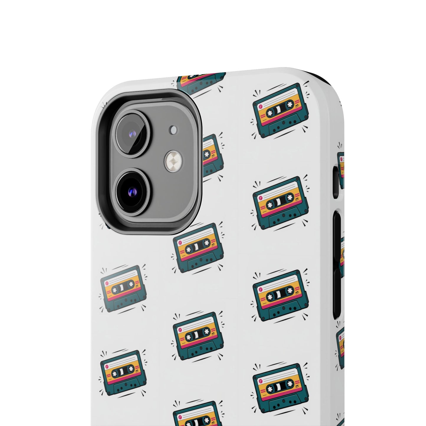Retro Cassette Tape Phone Case Pattern - White