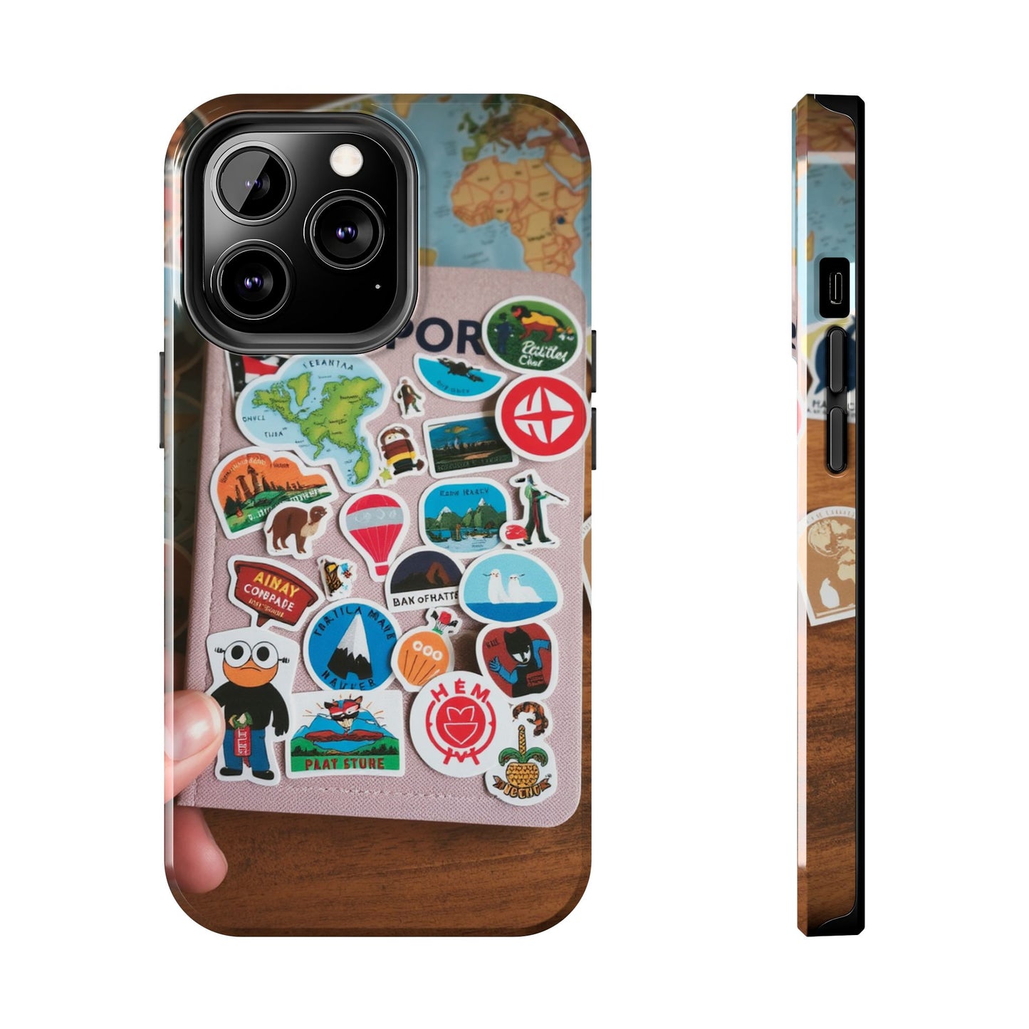 Adventure Stickers Phone Case - Tough Protection for Travel Lovers