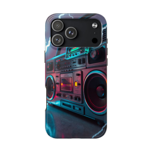 Retro Boombox Tough Phone Case – Vibrant Protection for Music Lovers