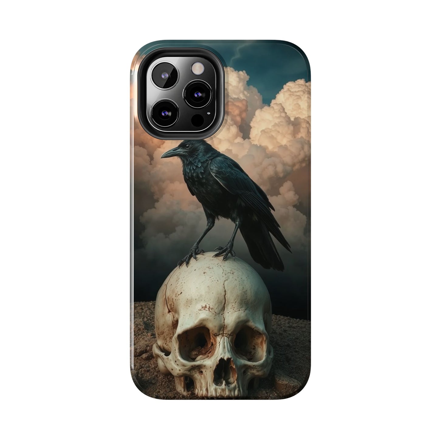 Gothic Raven Skull Tough Phone Case - Unique Protective Cover for Halloween Lovers