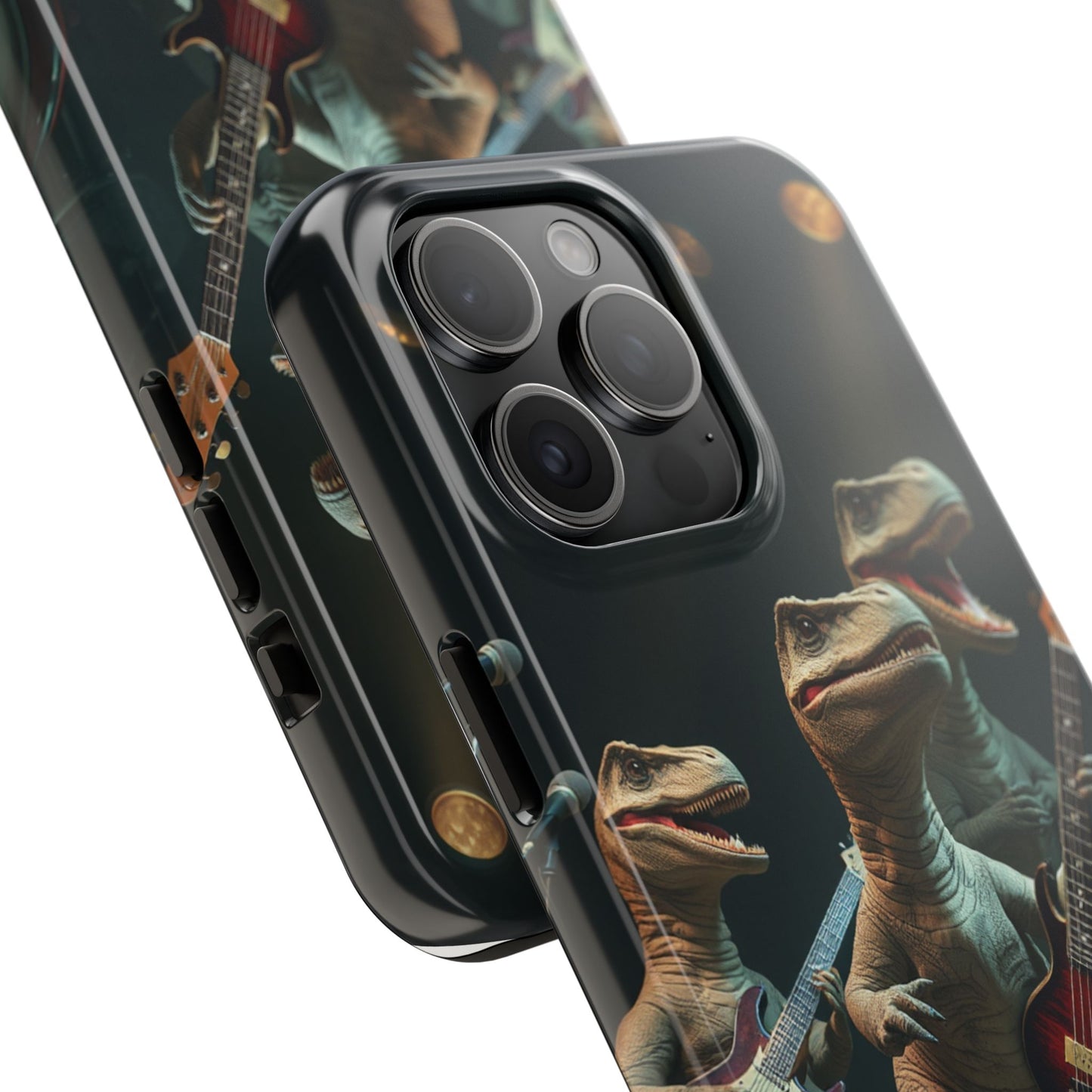 Rockin' Dinosaur Tough Phone Cases - Perfect for Music Lovers and Kids!