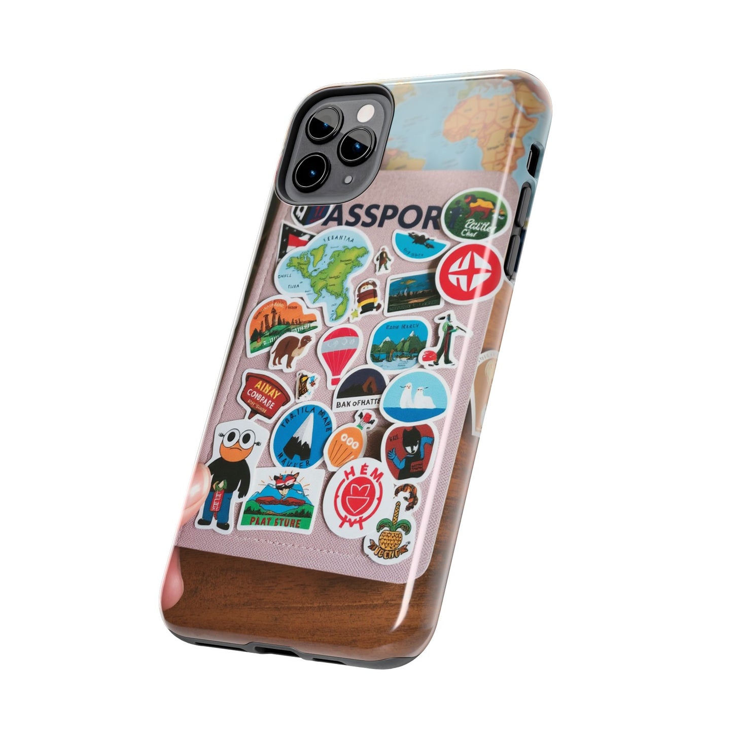 Adventure Stickers Phone Case - Tough Protection for Travel Lovers