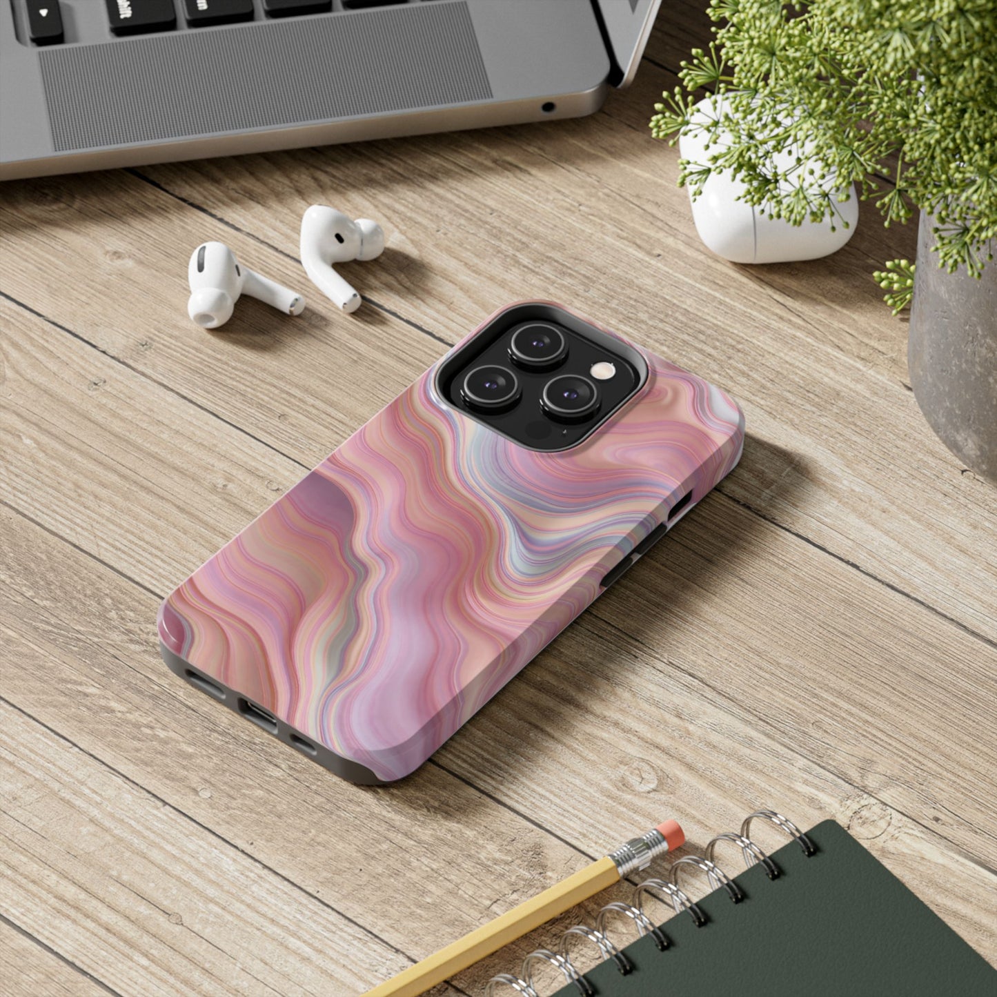 Stylish Tough Phone Cases - Abstract Pink Marble Design