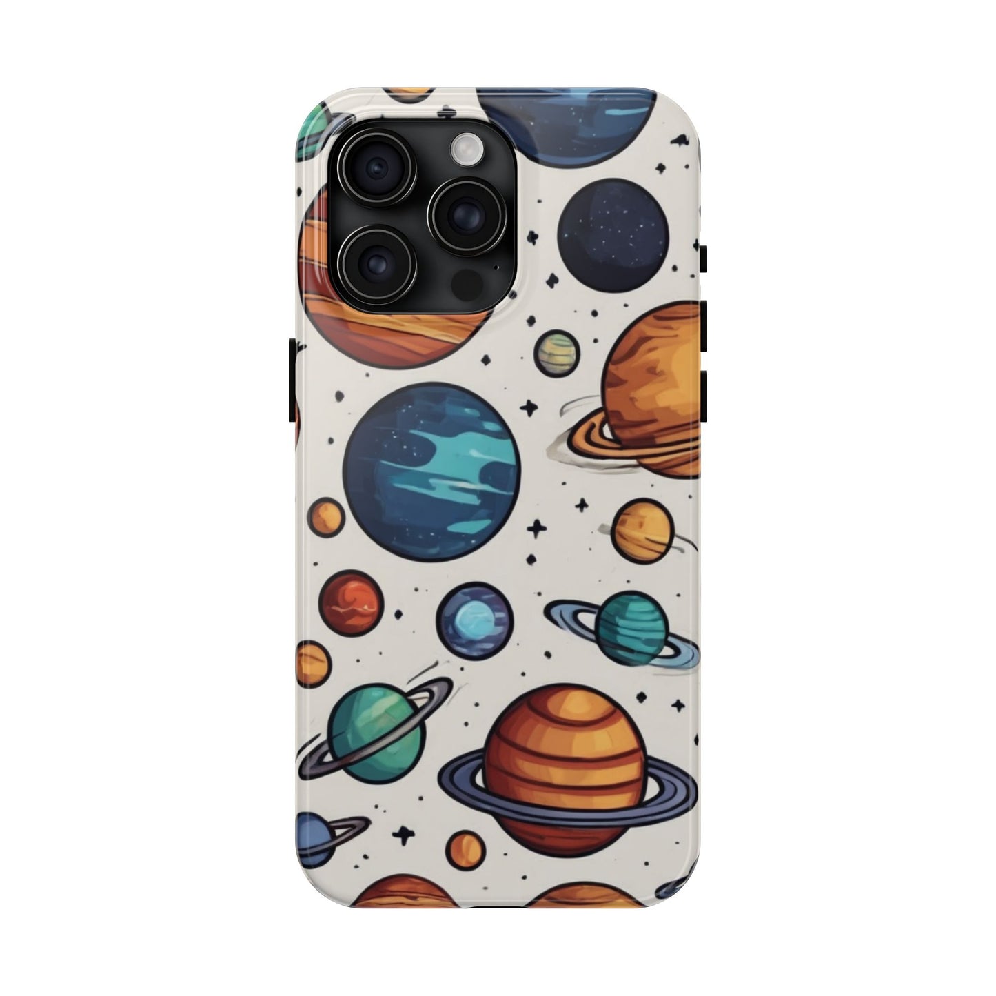 Cosmic Galaxy Tough Phone Case - Planetary Cartoon Design - for iPhone