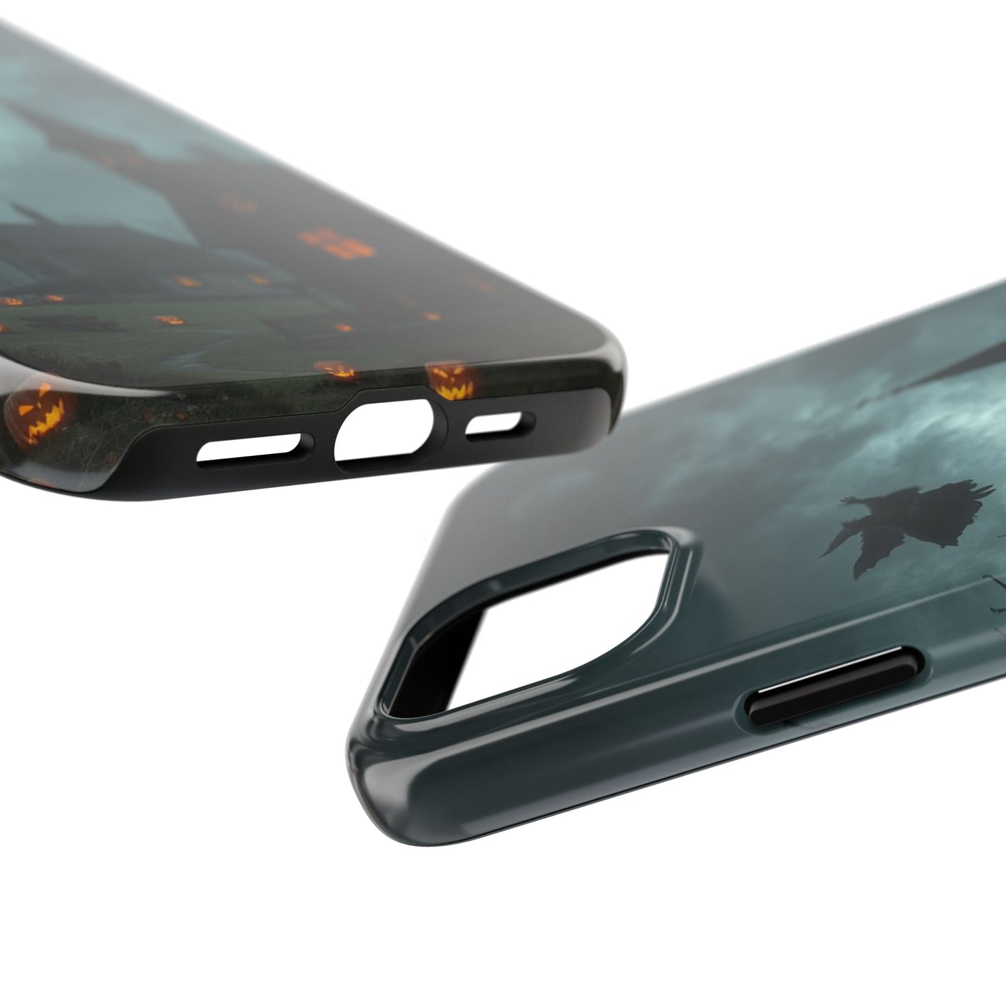 Halloween-Themed Tough Phone Case with Spooky House Design