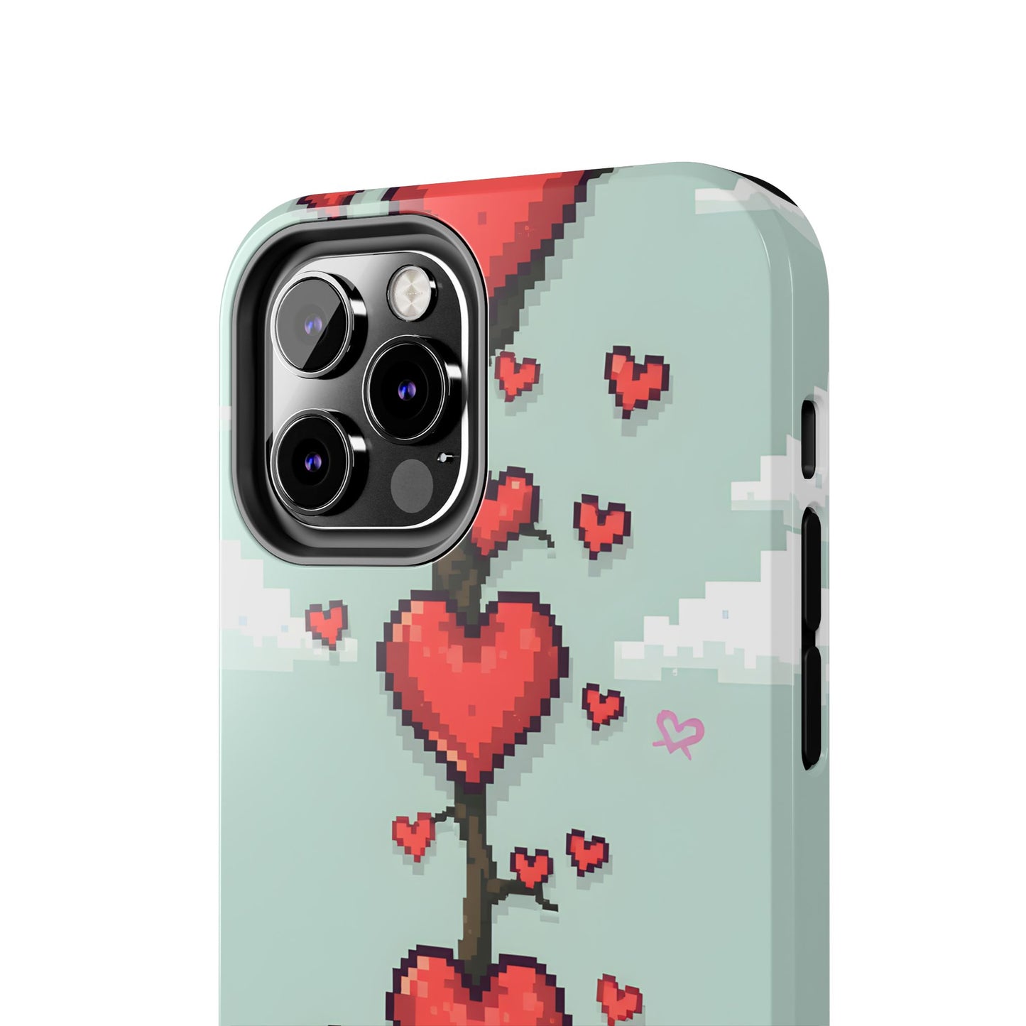 Pixelated Love Hearts Tree | Tough Phone Case - Cute Design - for iPhone