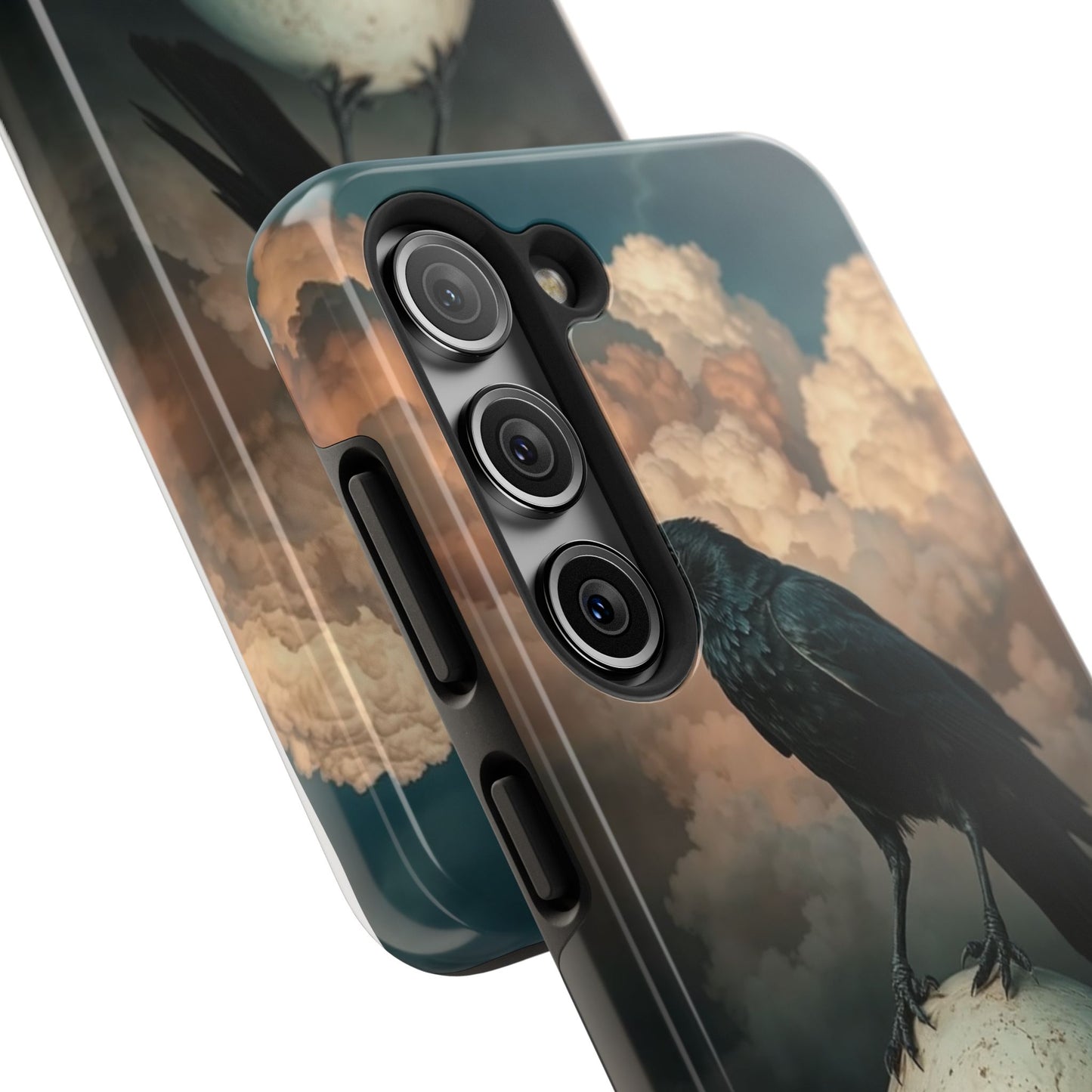 Gothic Raven Skull Tough Phone Case - Unique Protective Cover for Halloween Lovers