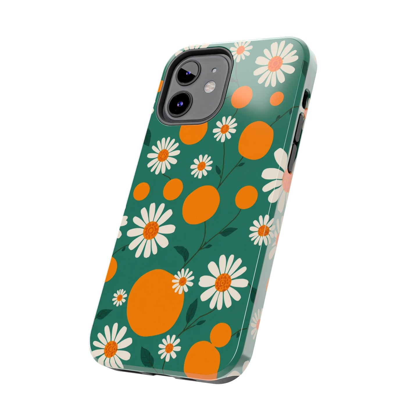 Floral Tough Phone Case - Daisy & Orange Design