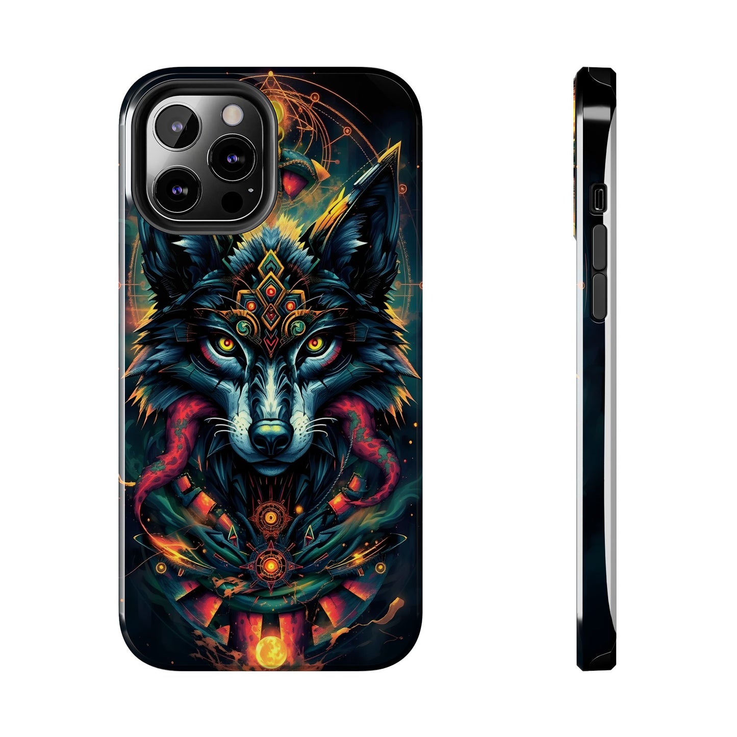 Vibrant Mystical Wolf Art Tough Phone Case - Durable & Unique Design for Animal Lovers - for iPhone