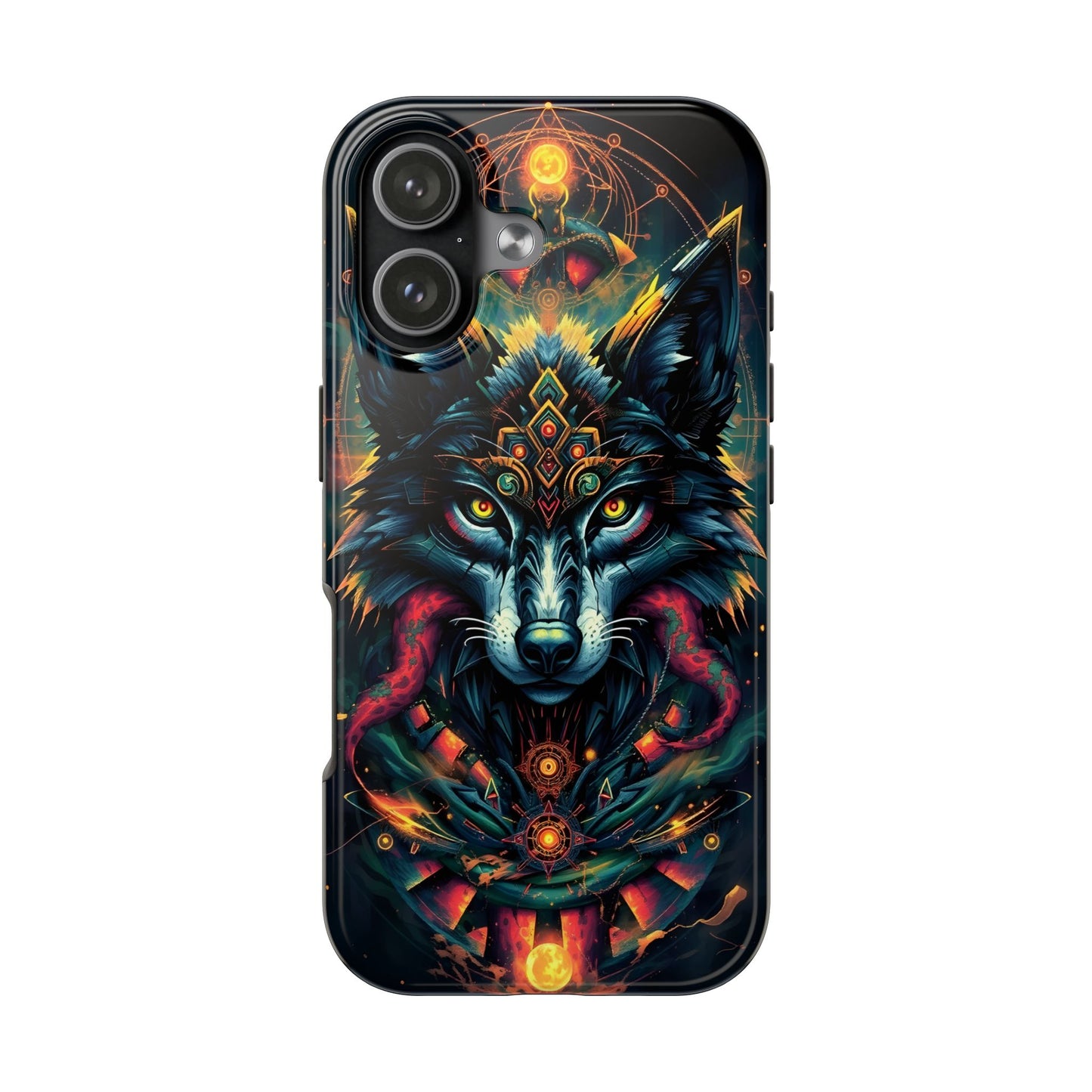 Vibrant Mystical Wolf Art Tough Phone Case - Durable & Unique Design for Animal Lovers - for iPhone