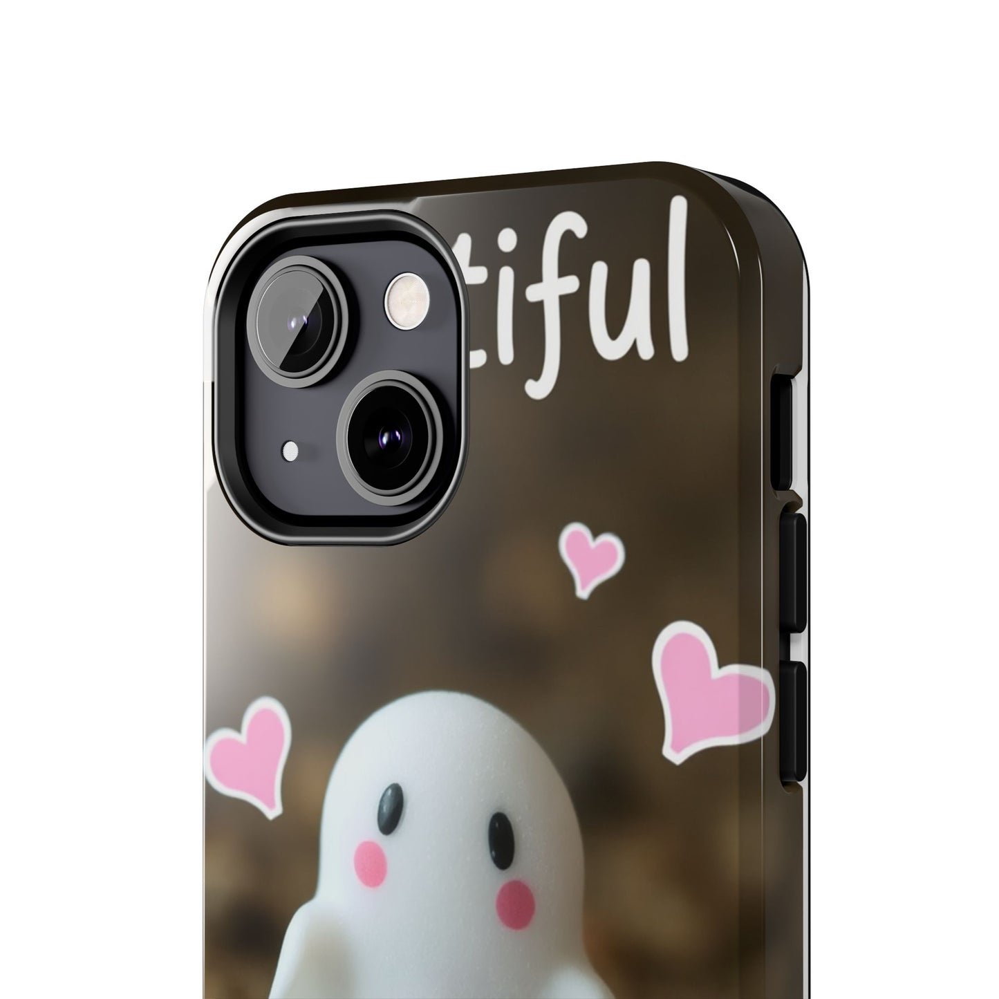 Cute Ghost Tough Phone Case - Beautiful Design with Heart Accents