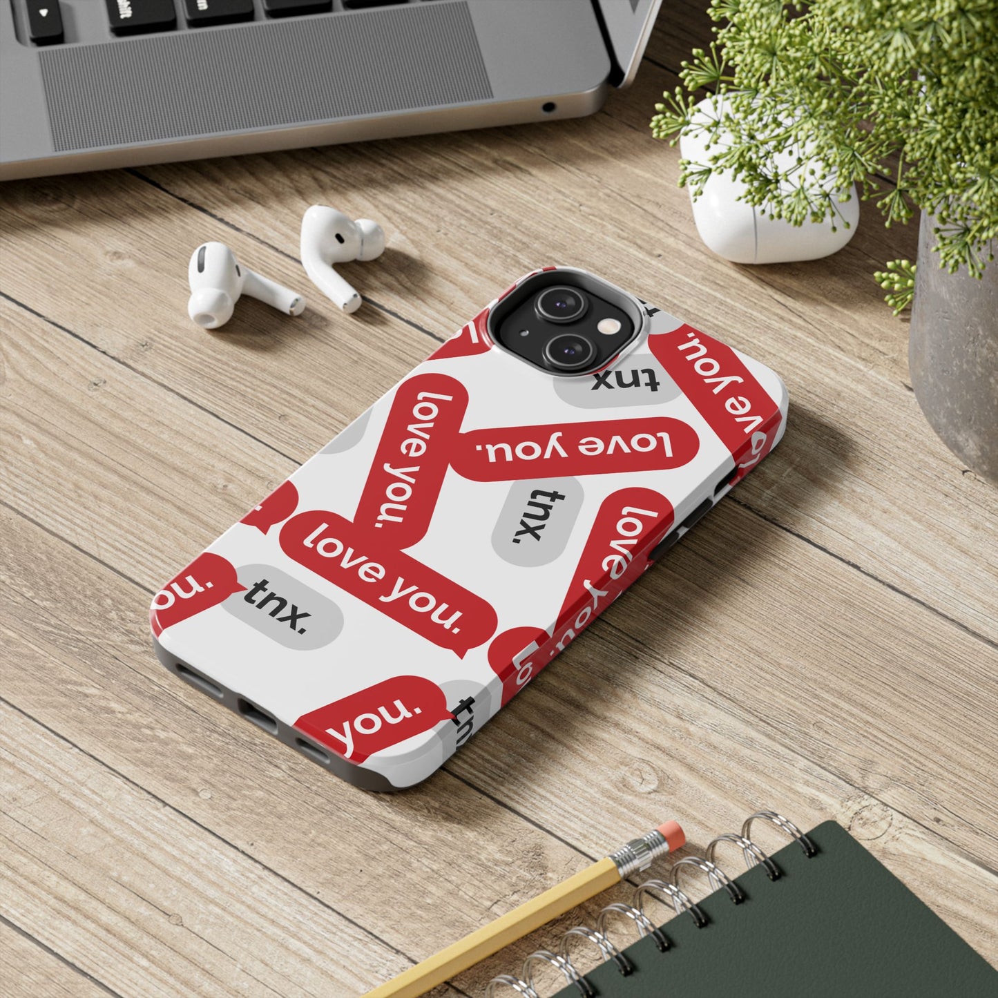 Love You&Tnx Tough Phone Case - Stylish and Protective for iPhone