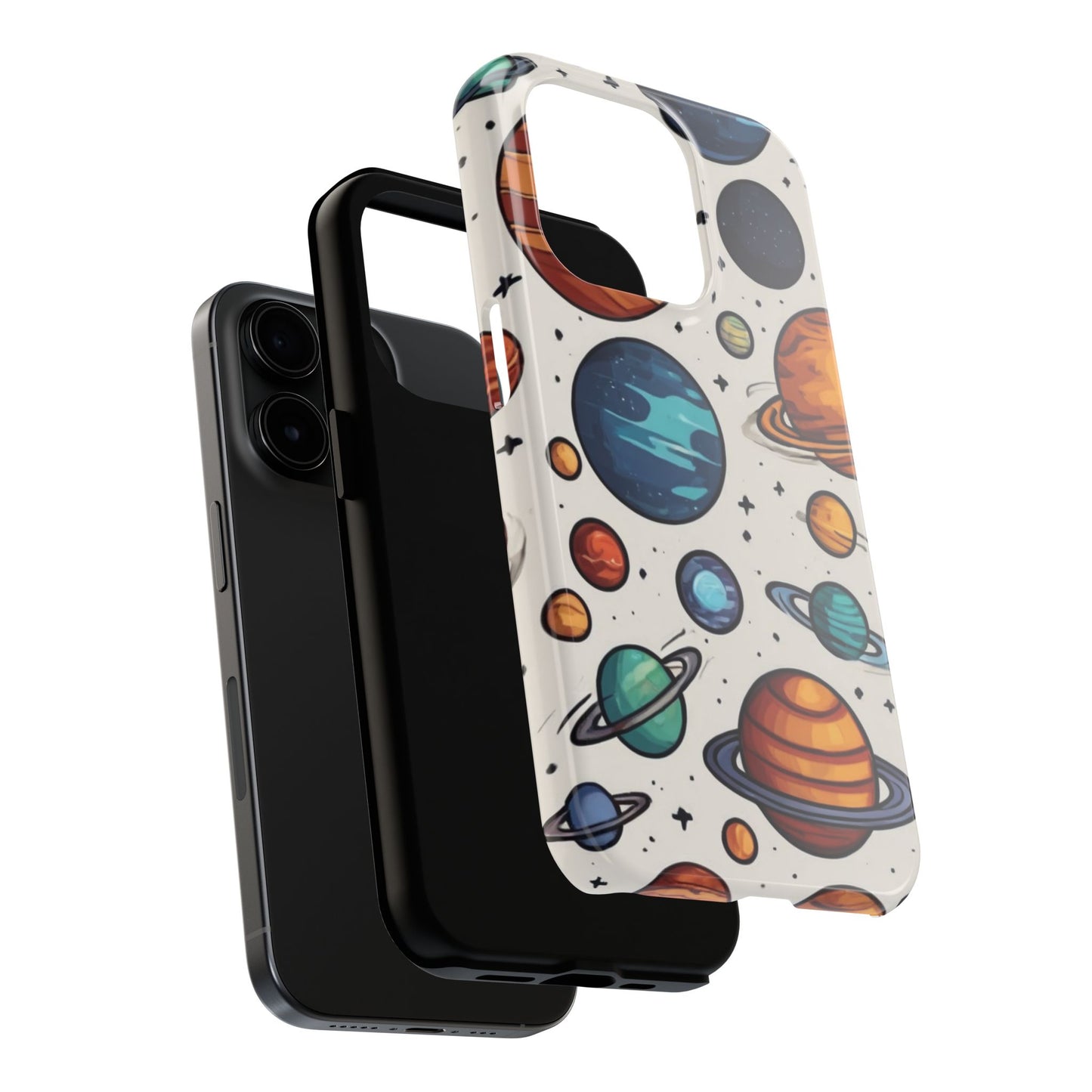 Cosmic Galaxy Tough Phone Case - Planetary Cartoon Design - for iPhone
