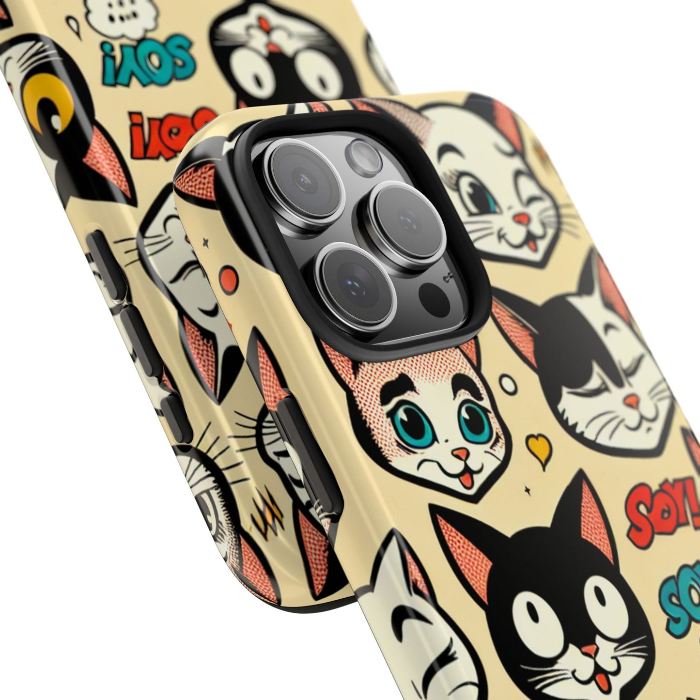 Playful Cat-Themed Tough Phone Case - Pet Pattern - for iPhone
