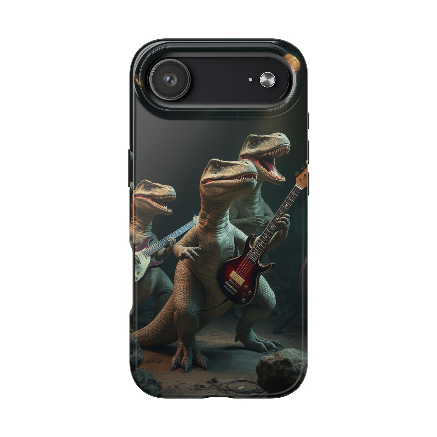 Rockin' Dinosaur Tough Phone Cases - Perfect for Music Lovers and Kids!