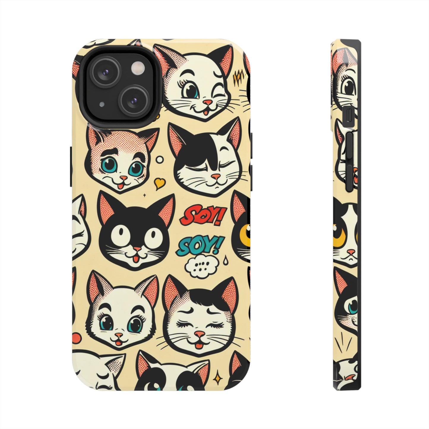 Playful Cat-Themed Tough Phone Case - Pet Pattern - for iPhone