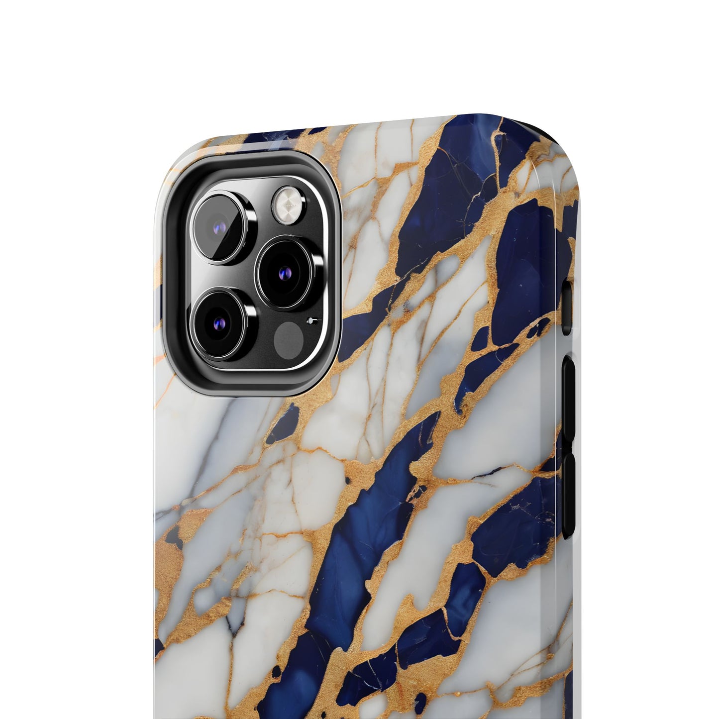 Stunning Marble Tough Phone Case - Elegant Blue & Gold Design Stylish Protection - for iPhone