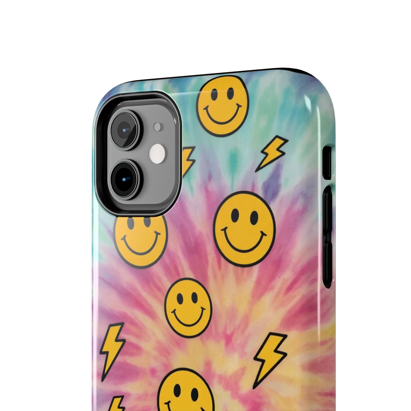 Colorful Smiley Lightning Tough Phone Case - Fun & Durable