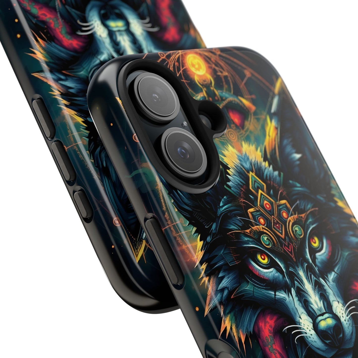 Vibrant Mystical Wolf Art Tough Phone Case - Durable & Unique Design for Animal Lovers - for iPhone