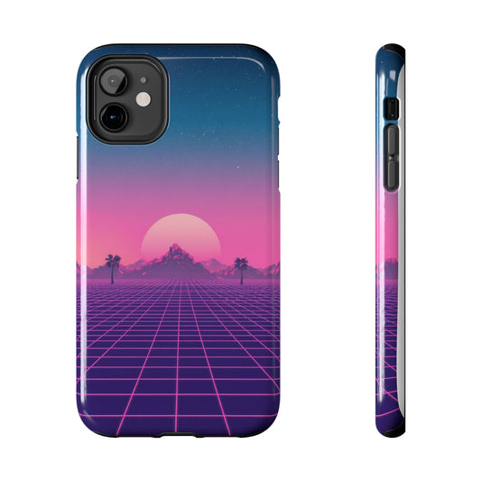 Retro Aesthetic Tough Phone Case - Vibrant Sunset Design