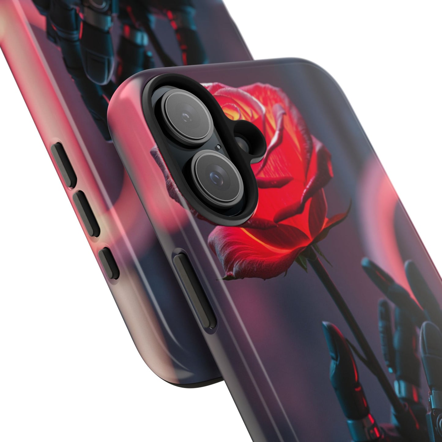 Futuristic Tough Phone Case with Robotic Rose Design | Durable Protection