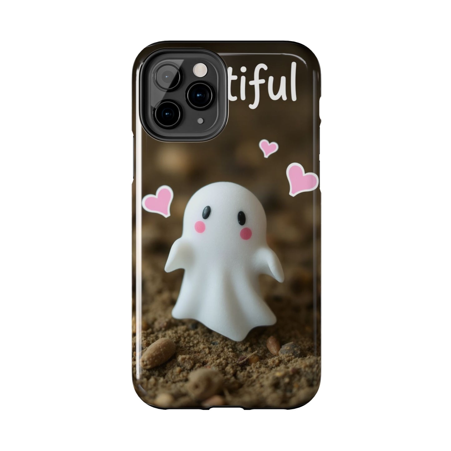 Cute Ghost Tough Phone Case - Beautiful Design with Heart Accents