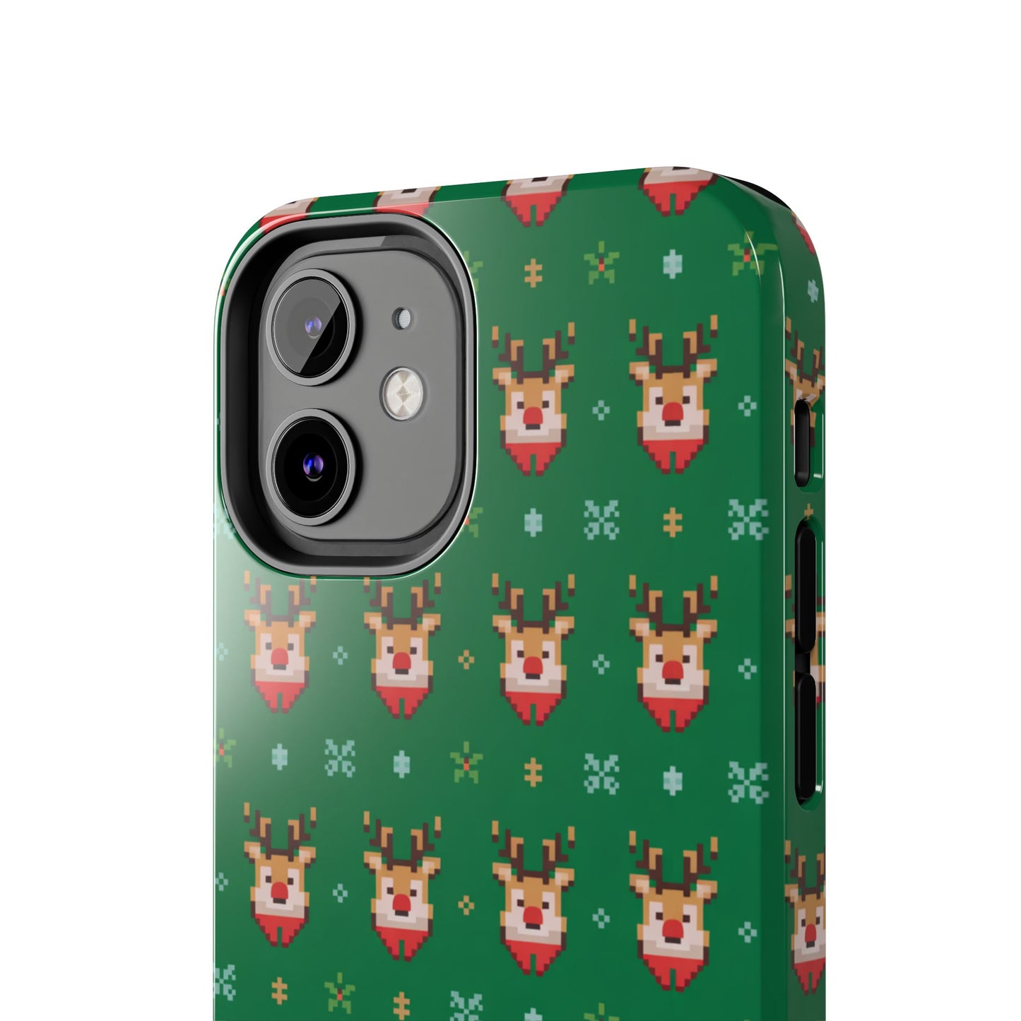 Pixel Art Christmas Rudolf Pattern Phone Case Green