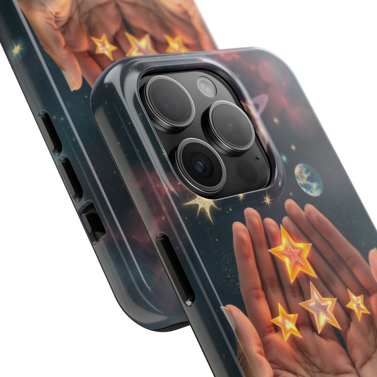 Galaxy Hands Tough Phone Case - Celestial Design for Star Lovers