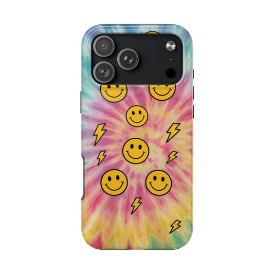 Colorful Smiley Lightning Tough Phone Case - Fun & Durable