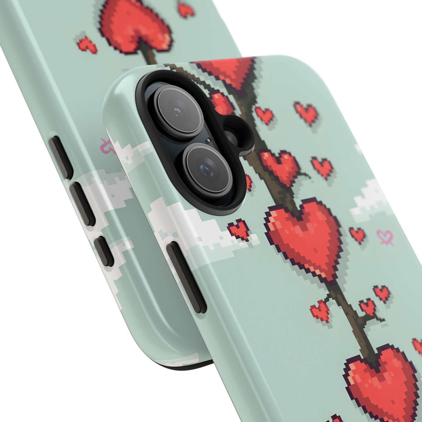 Pixelated Love Hearts Tree | Tough Phone Case - Cute Design - for iPhone