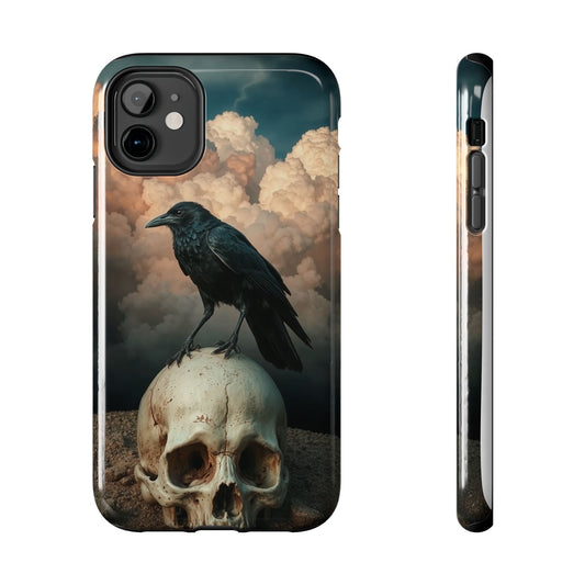 Gothic Raven Skull Tough Phone Case - Unique Protective Cover for Halloween Lovers