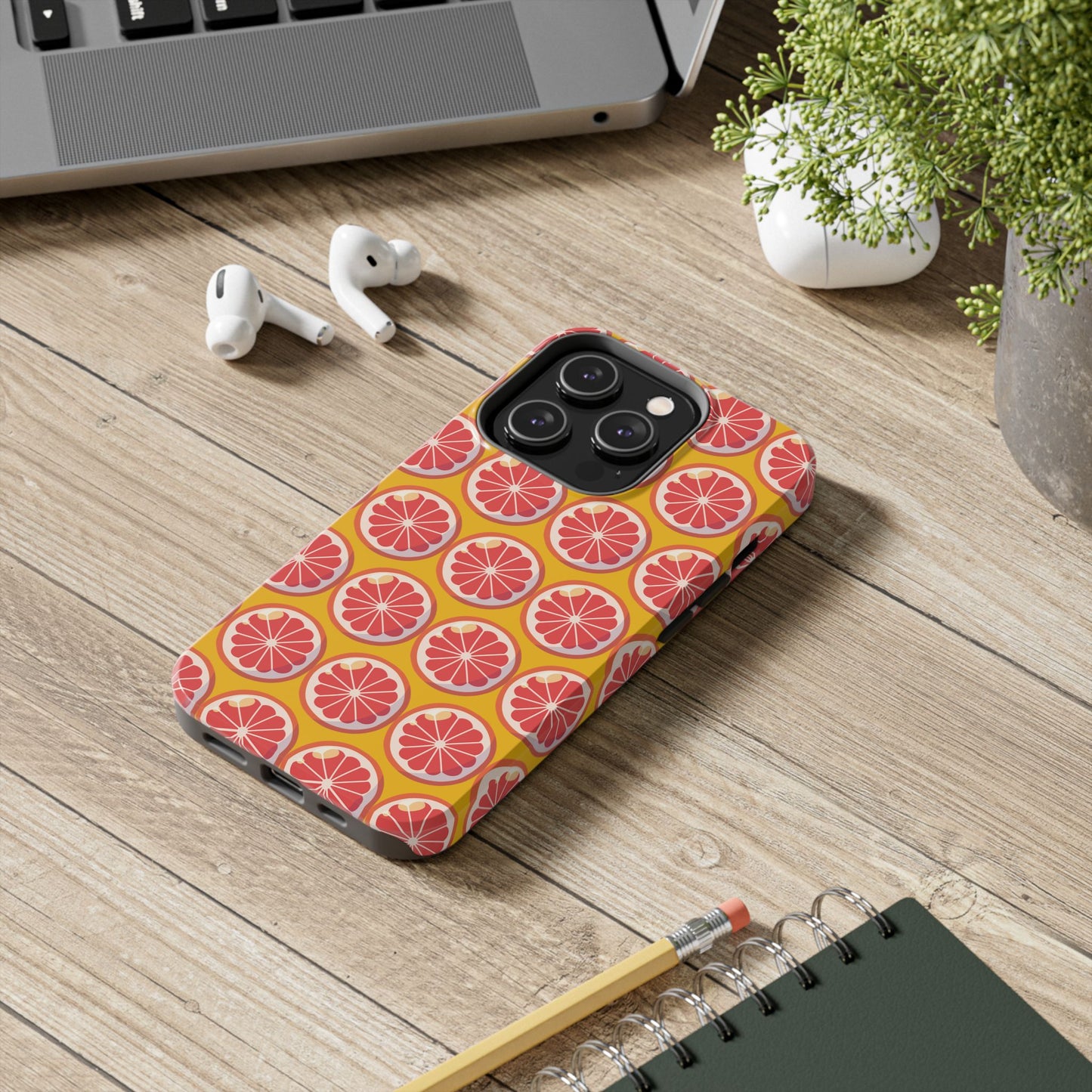 Citrus Pattern Tough Phone Case - Bright Grapefruit Design - for iPhone