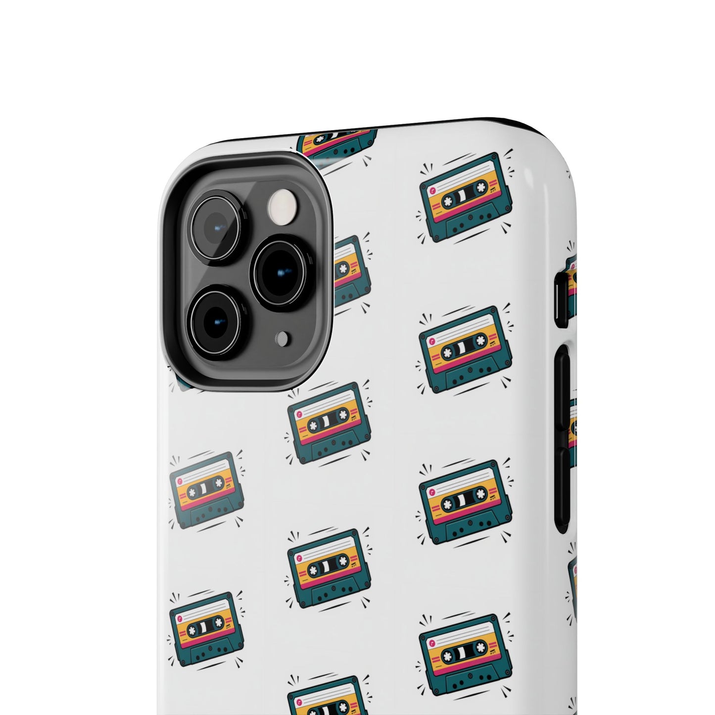 Retro Cassette Tape Phone Case Pattern - White