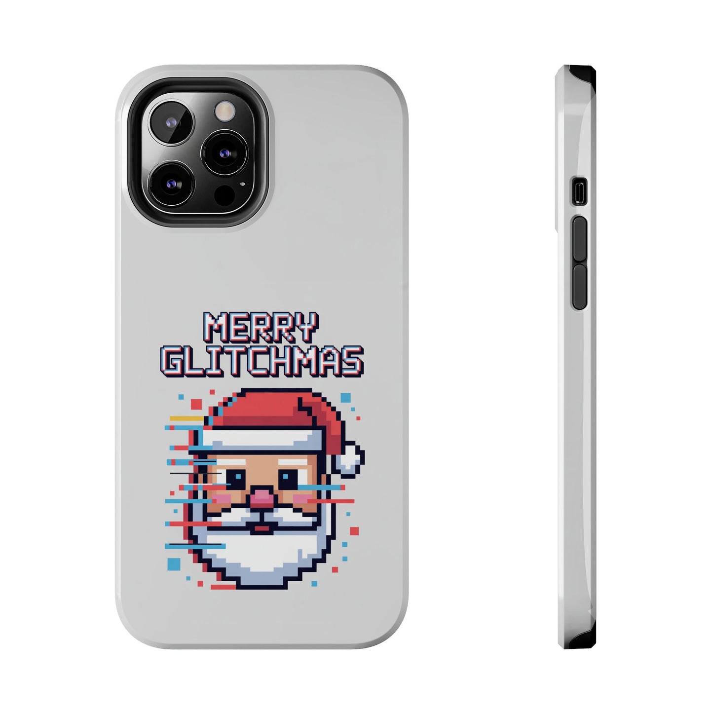 Merry Glitchmas Phone Case - Christmas Pixel Art Design for iPhone