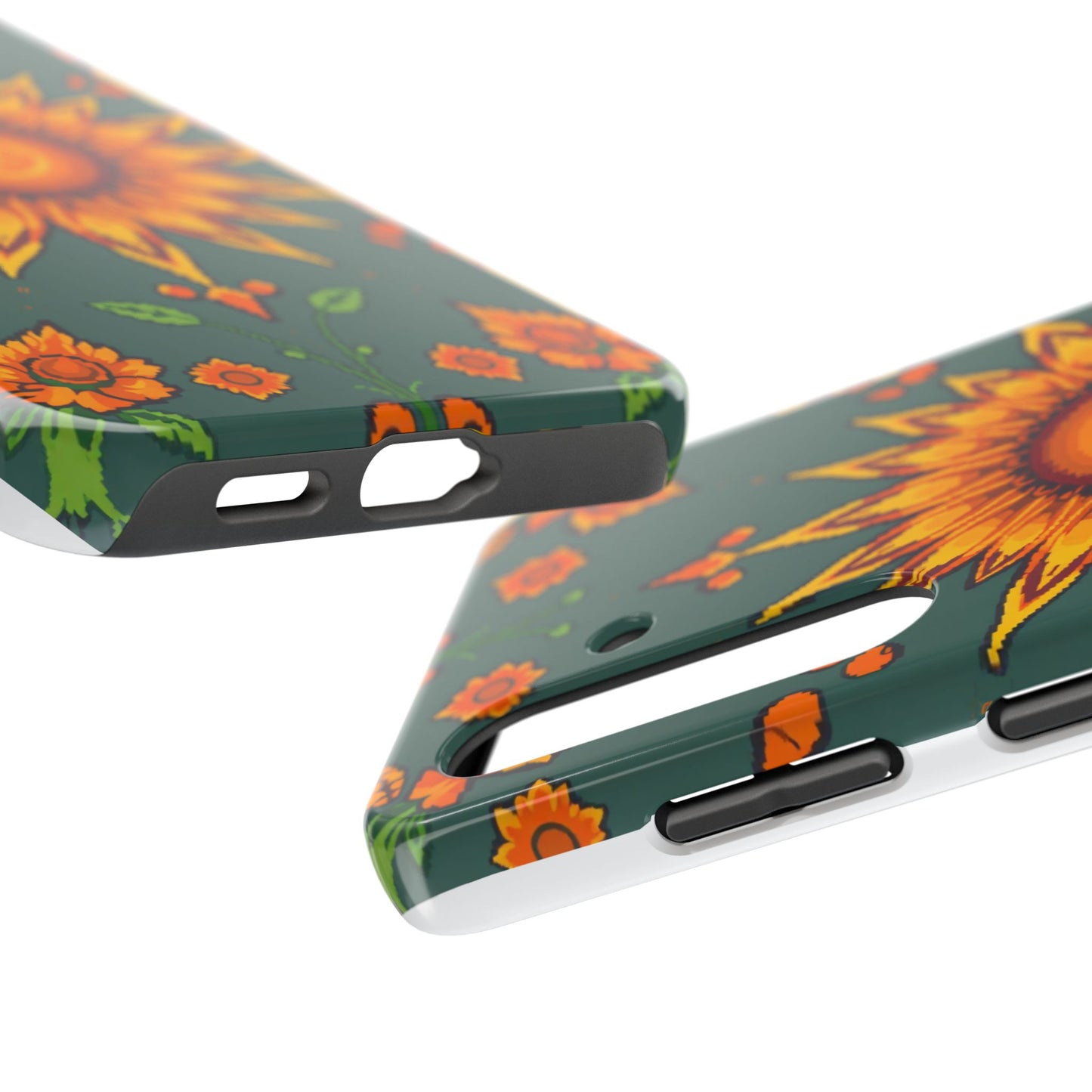 Pixelated Vibrant Floral Tough Phone Case | Sunflower Design for Nature Lovers - for iPhone