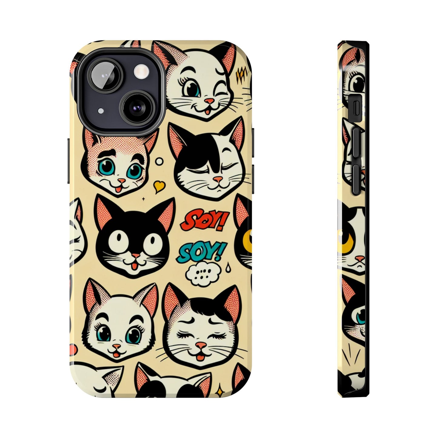 Playful Cat-Themed Tough Phone Case - Pet Pattern - for iPhone