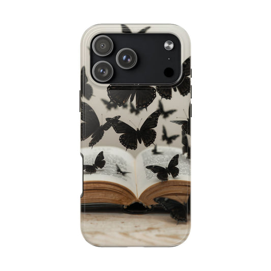 Butterfly Magic Tough Phone Case - Literary Design for Book Lovers