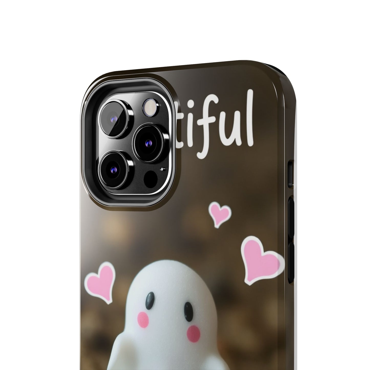 Cute Ghost Tough Phone Case - Beautiful Design with Heart Accents