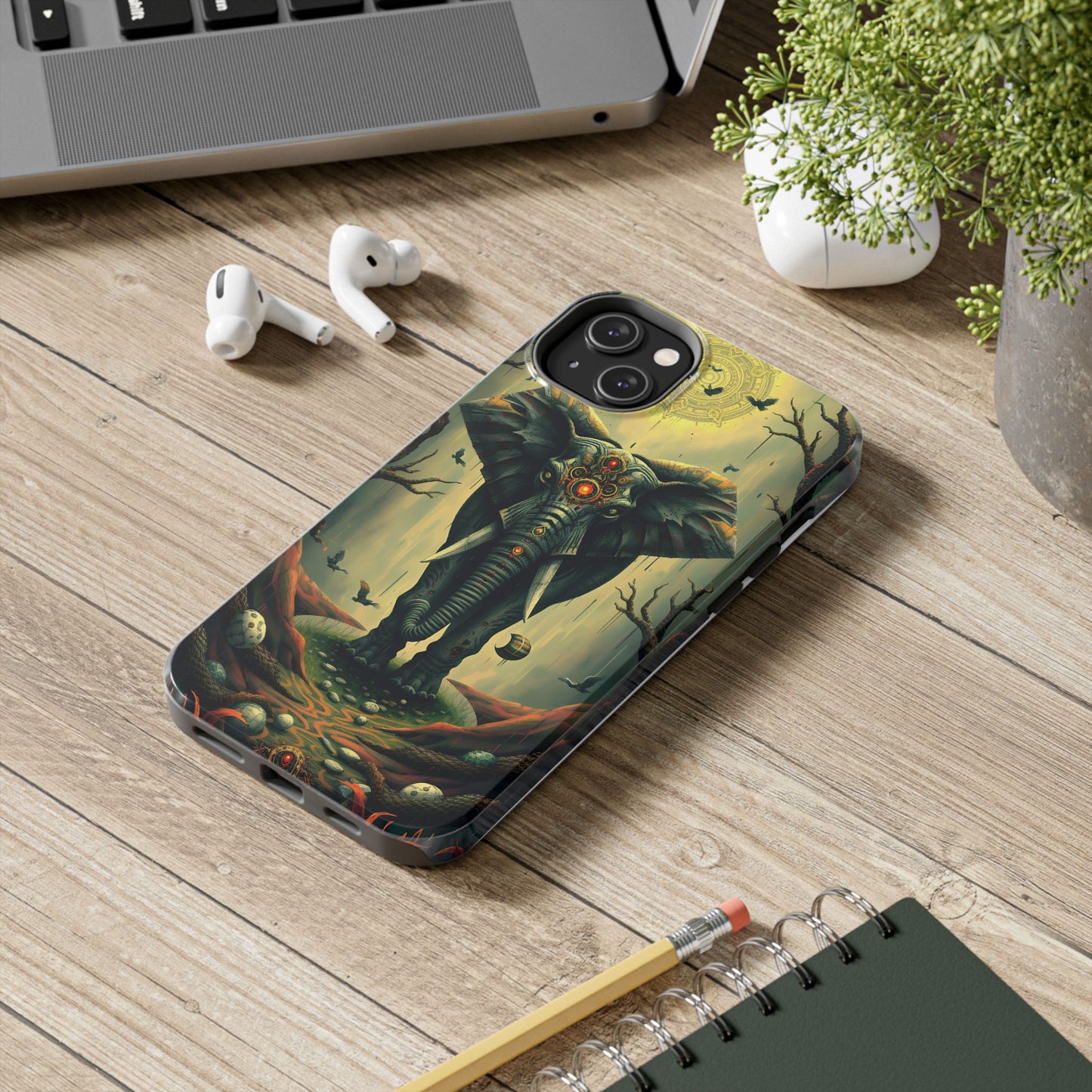 Mystical Forest Elephant Tough Phone Case | Vibrant Design for Nature Lovers - for iPhone