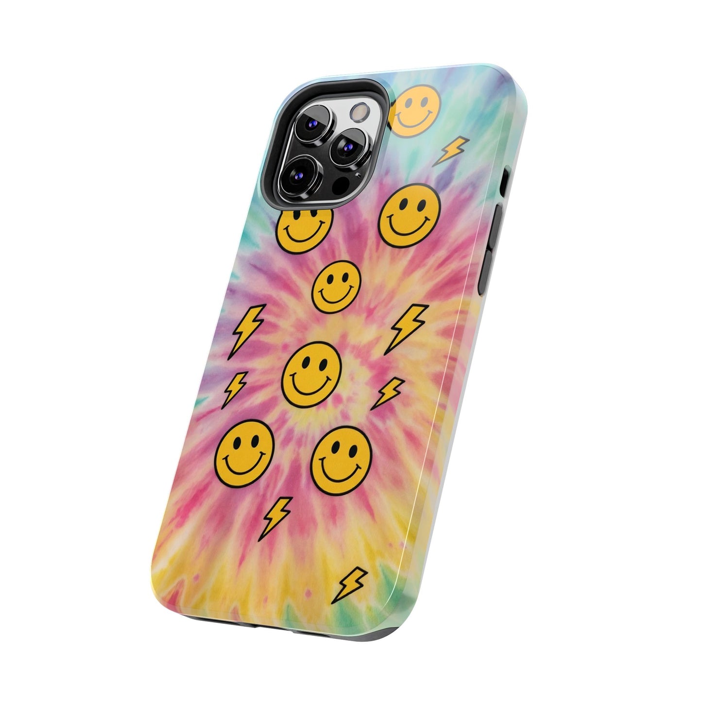 Colorful Smiley Lightning Tough Phone Case - Fun & Durable