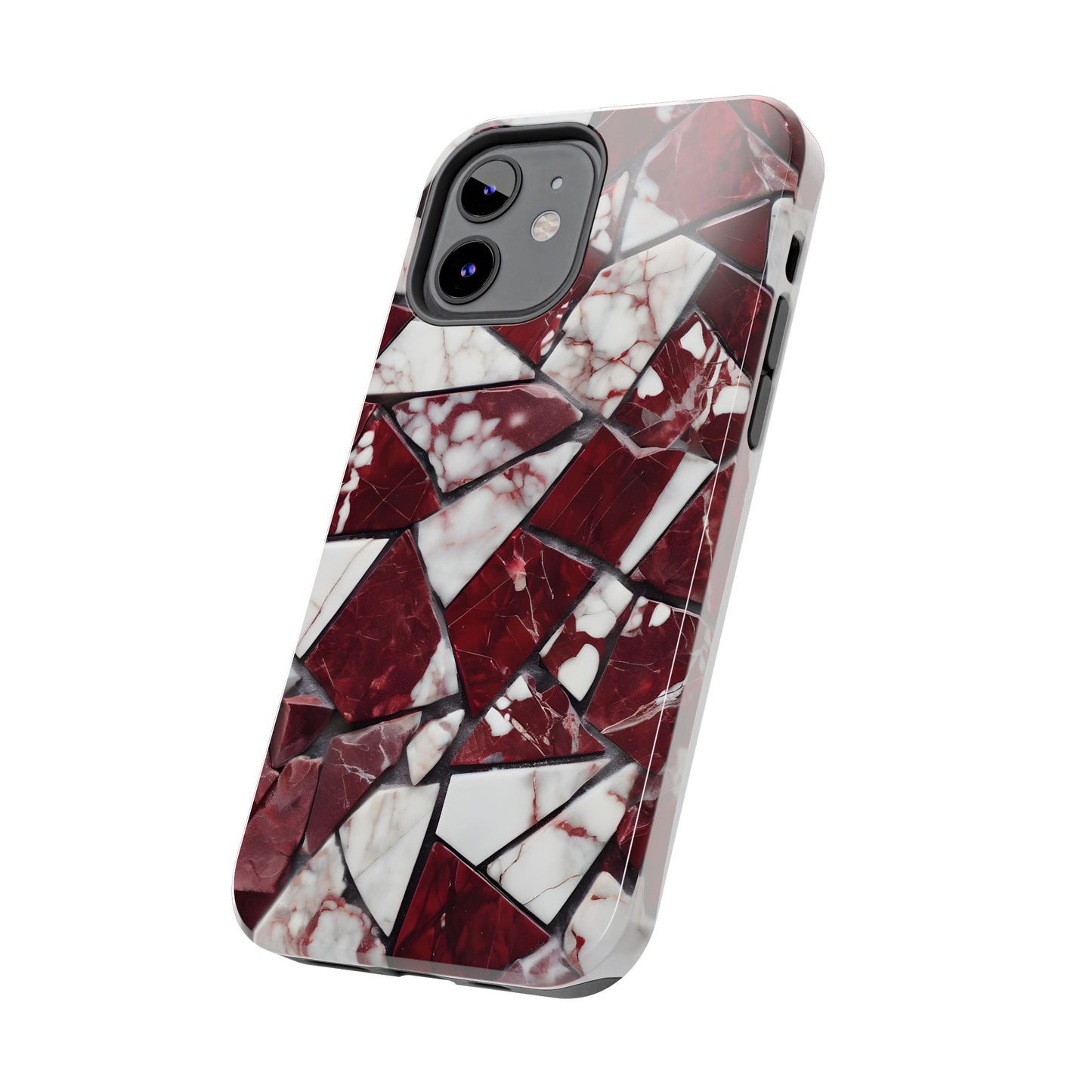 Shattered Dark Red Marble Pattern Tough Phone Case - Durable & Stylish Protection for iPhone