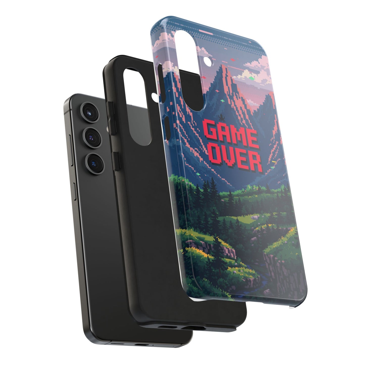 Pixel Art Tough Phone Case - 'Game Over' Design for Gamers